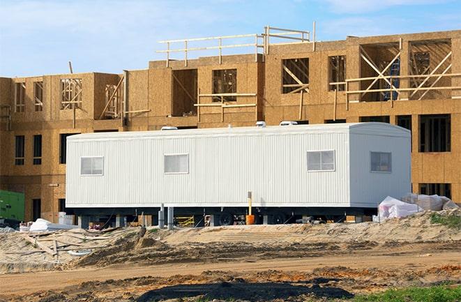 office trailers and equipment rental at a construction site in Willow Springs